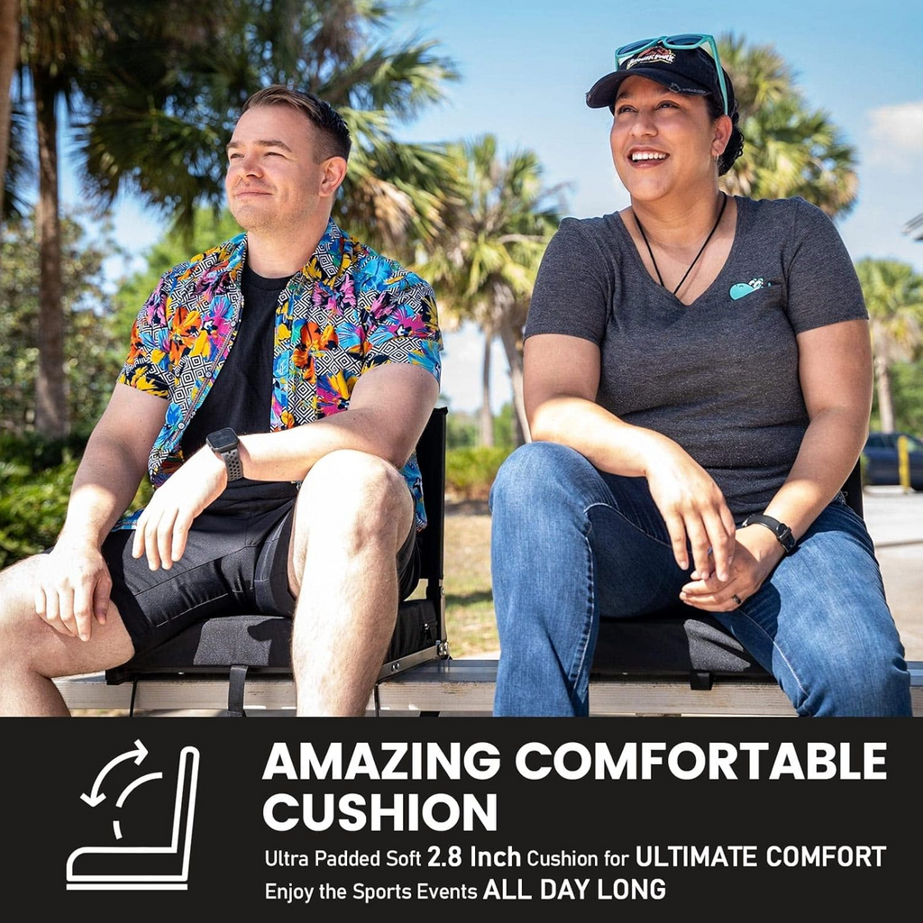 Portable Bleacher Chair with Angled Back Support and Shoulder Strap