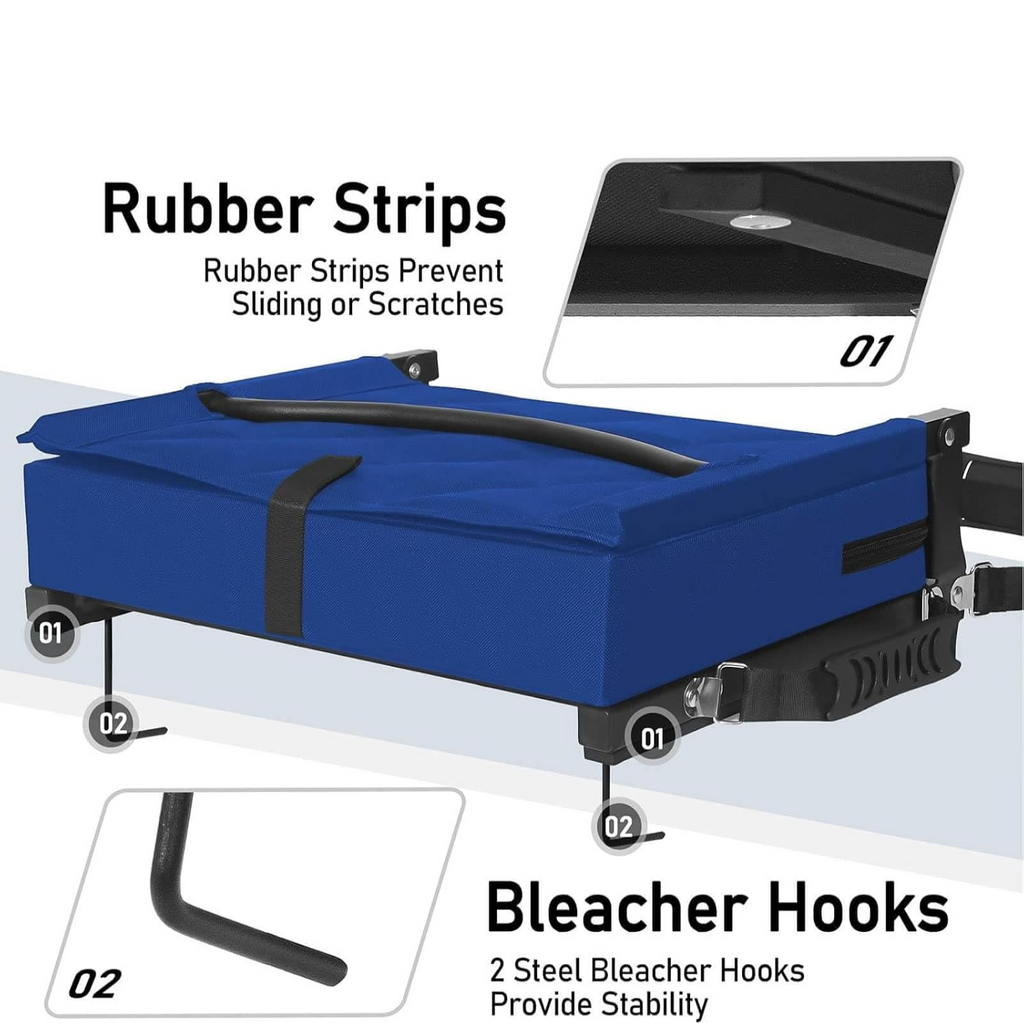 Portable Bleacher Chair with Angled Back Support and Shoulder Strap