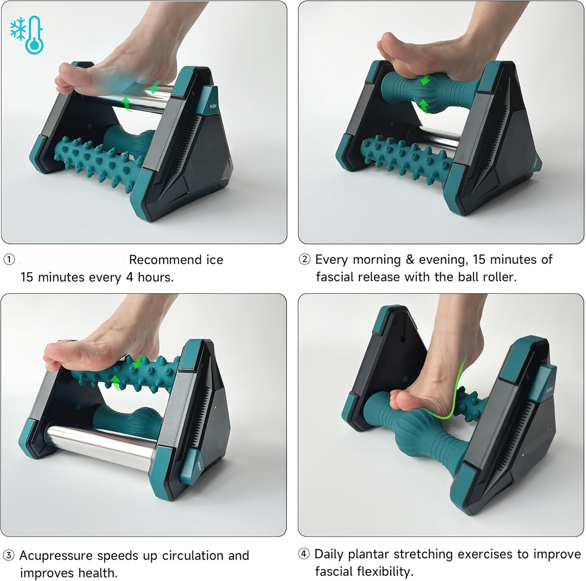 Foot Rocker with Massage Ridges and Textured Grip for Arch Stretching