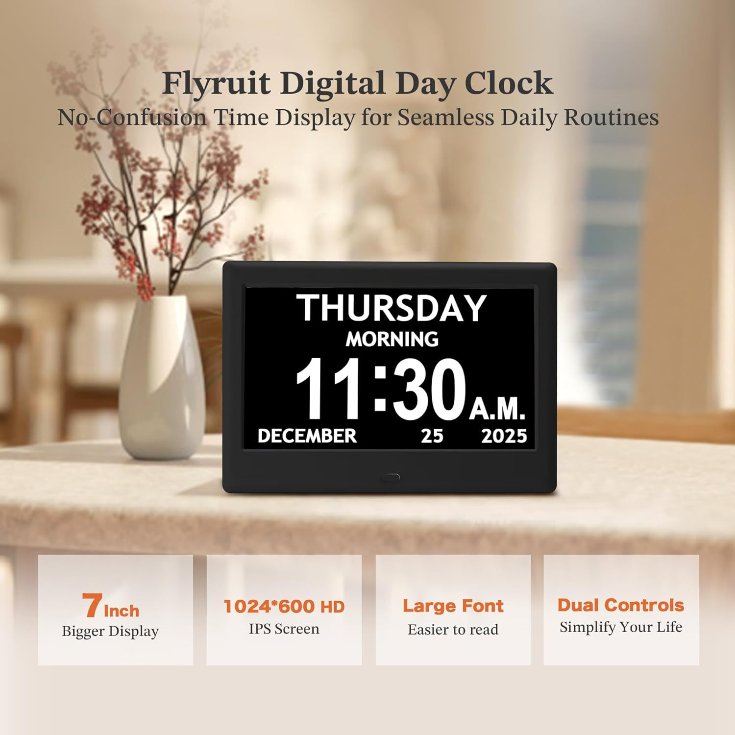 Daily Routine Clock with Eight Activity Reminders and Large Display