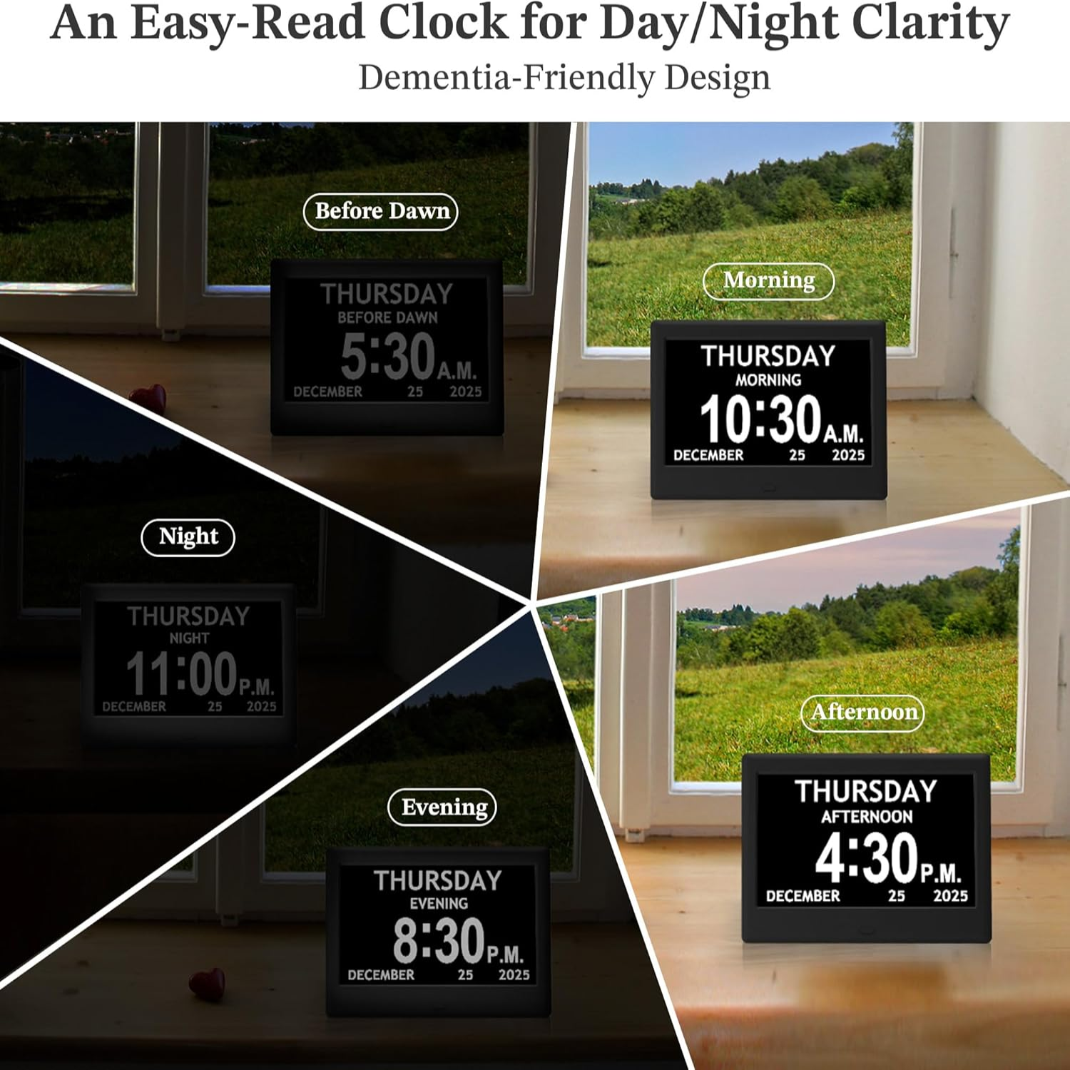 Daily Routine Clock with Eight Activity Reminders and Large Display