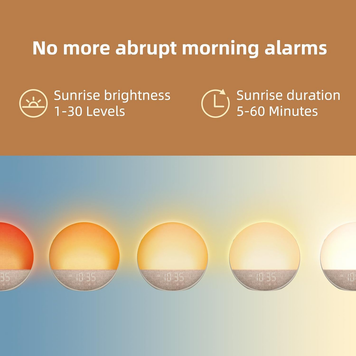 Sunrise Simulation Alarm Clock with Sunset Dimming and Touch Controls