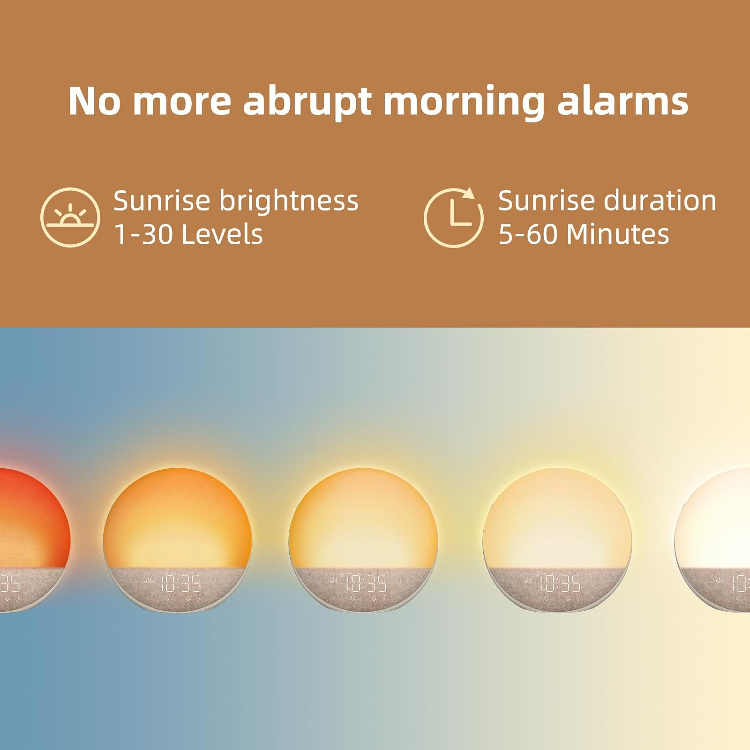 Sunrise Simulation Alarm Clock with Sunset Dimming and Touch Controls