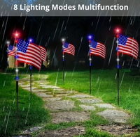 Patriotic Solar Stake Lights with 8 Display Modes and Red, White, and Blue LEDs, 8-Pack for Outdoor Pathways