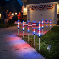 Patriotic Solar Stake Lights with 8 Display Modes and Red, White, and Blue LEDs, 8-Pack for Outdoor Pathways