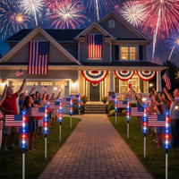 Patriotic Solar Stake Lights with 8 Display Modes and Red, White, and Blue LEDs, 8-Pack for Outdoor Pathways