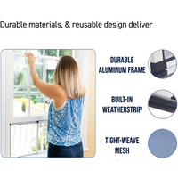 Fiberglass Window Screen with Aluminum Frame and Felt Seal, Pack of 2