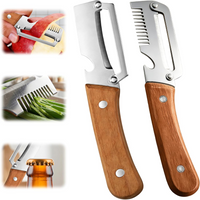 Vegetable Peeler with Wide Blade, Julienne Edge and Wooden Handle
