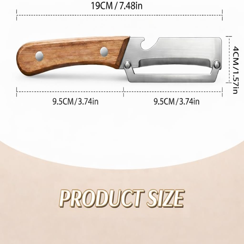 Vegetable Peeler with Wide Blade, Julienne Edge and Wooden Handle