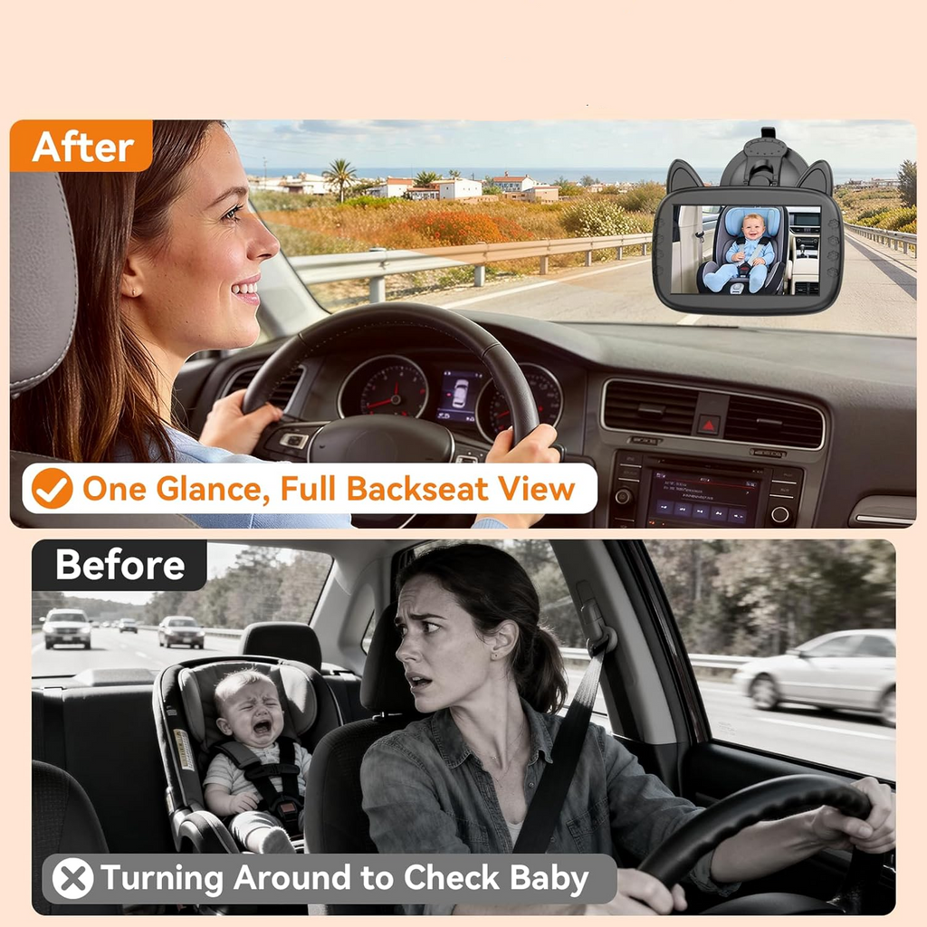 Infant Car Seat Monitor with Infrared Night Vision and Wide Angle Camera