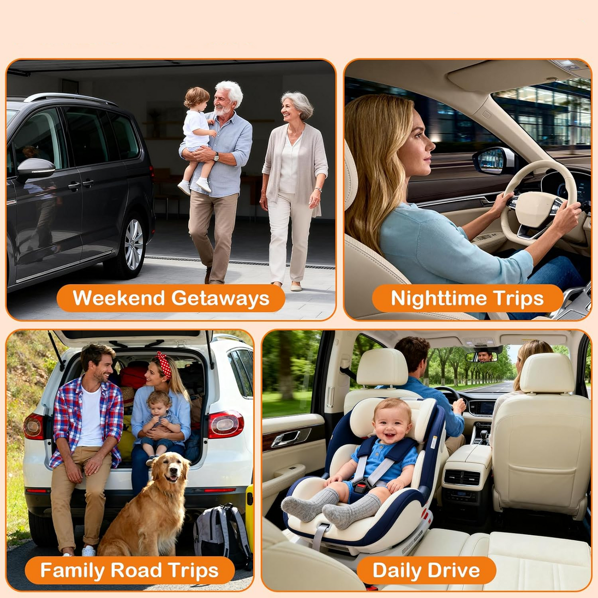 Infant Car Seat Monitor with Infrared Night Vision and Wide Angle Camera