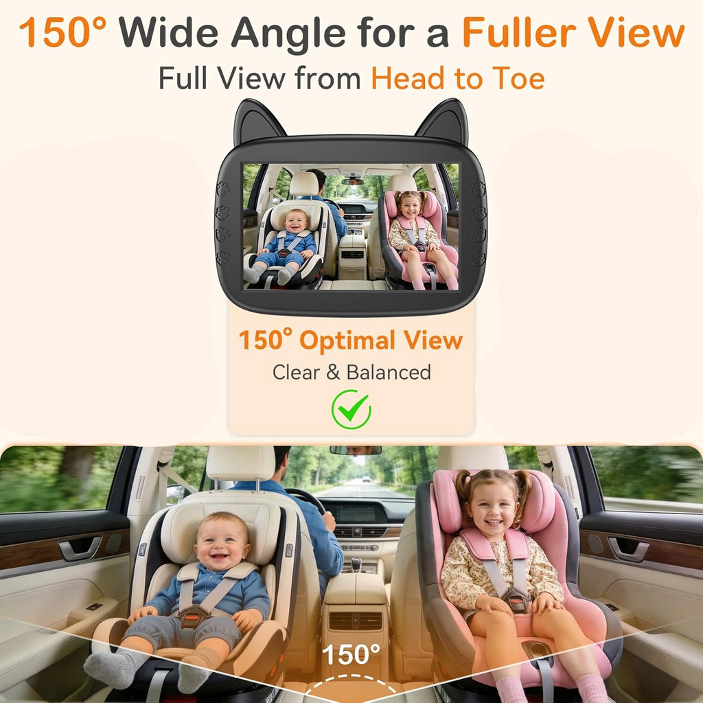 Infant Car Seat Monitor with Infrared Night Vision and Wide Angle Camera