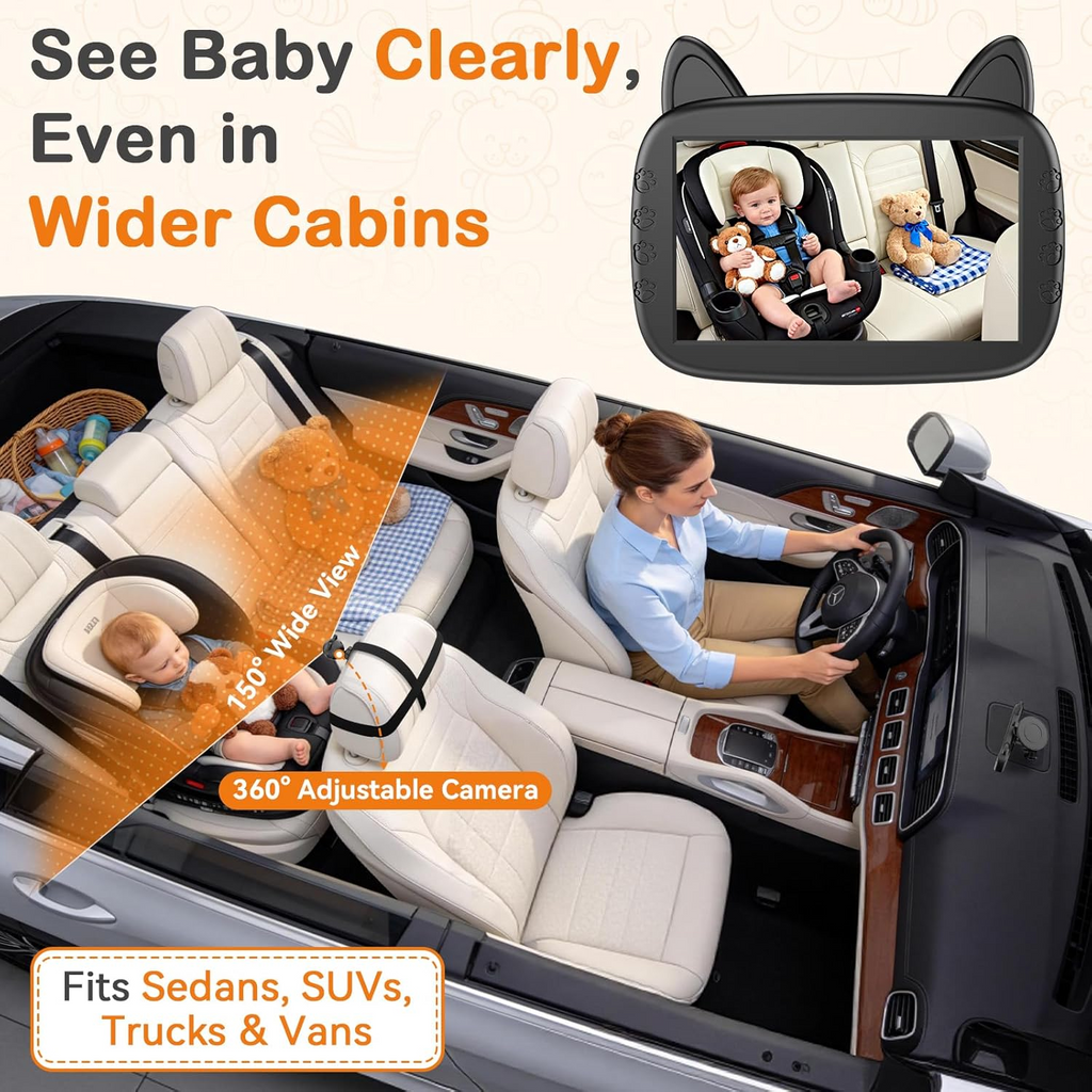 Infant Car Seat Monitor with Infrared Night Vision and Wide Angle Camera