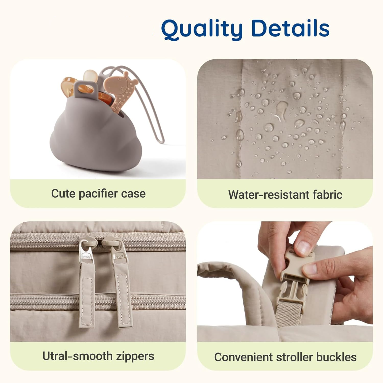 Backpack Diaper Bag with Thermal Insulated Bottle Pockets and Stroller Attachment Loops