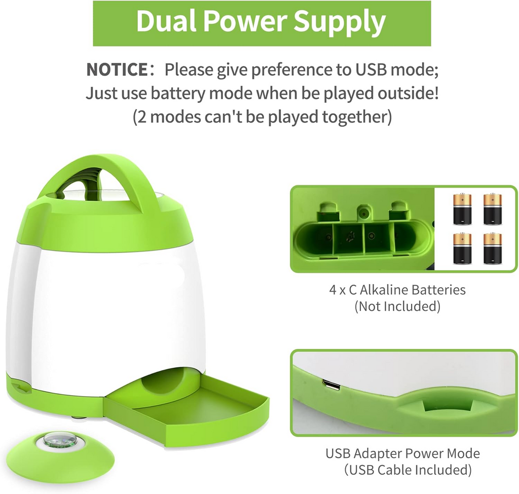 Dog Treat Puzzle Toy with Remote Button and Dual Power Modes for Indoor Outdoor Training