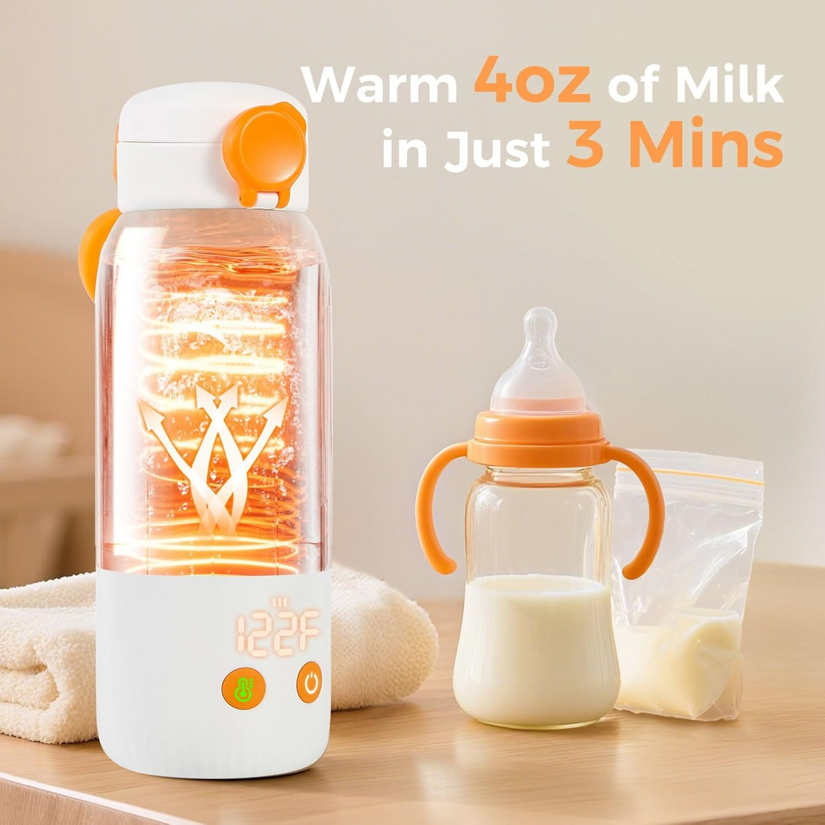Car Bottle Warmer with Auto Shutoff and Extended Cord for 8oz Bottles