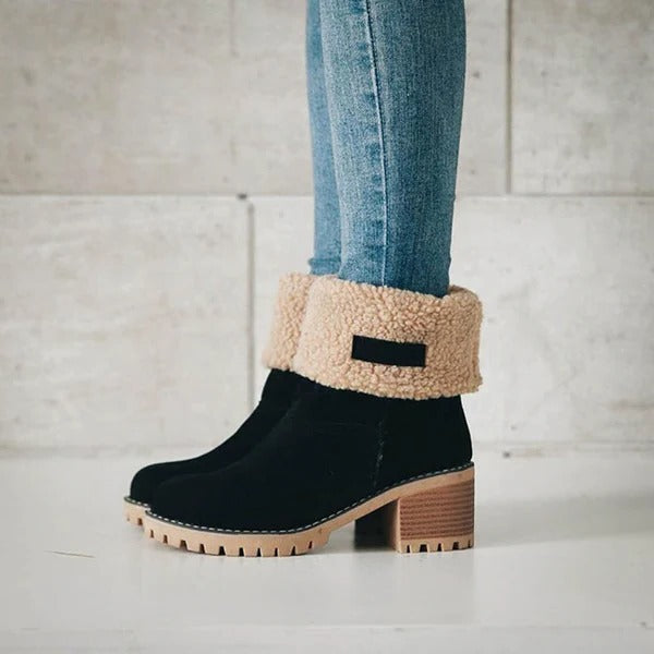 Warm And Stylish Block Heel Snow Boots For Women Winter Wear