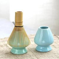 Traditional Matcha Tea Set with Ceramic Bowl with Bamboo Whisk and Spoon