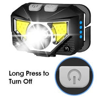 Rechargeable LED Headlamp with Motion Sensor, Set of 2