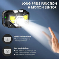Rechargeable LED Headlamp with Motion Sensor, Set of 2