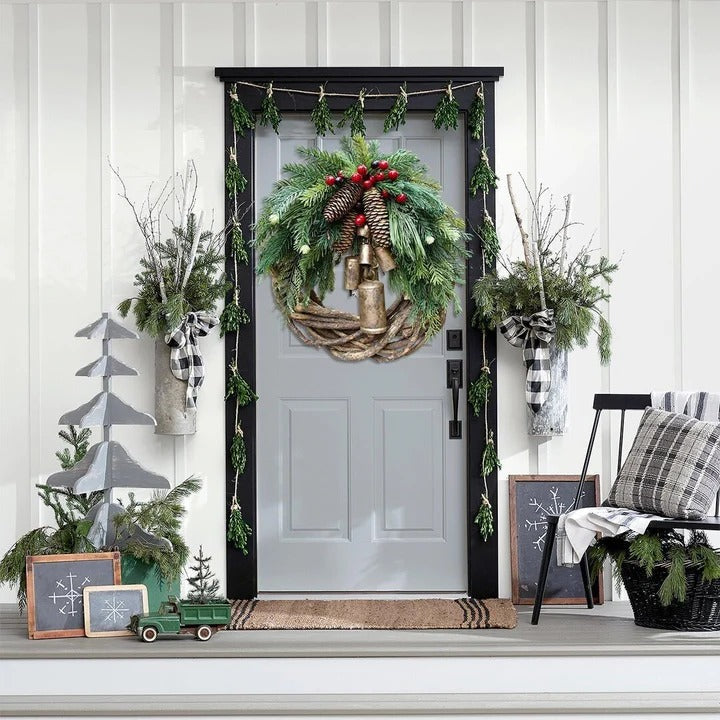 Decorative Christmas Wreath, Bohemian Inspired Door Hanger