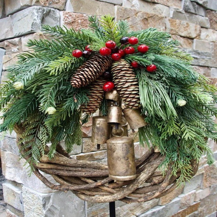 Decorative Christmas Wreath, Bohemian Inspired Door Hanger