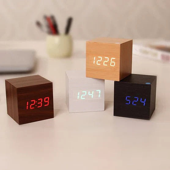 Wood Effect Digital Clock with LED Display