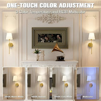 Wireless Wall Lights with Adjustable Color and Brightness, Set of 2