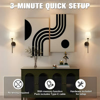 Wireless Wall Lights with Adjustable Color and Brightness, Set of 2