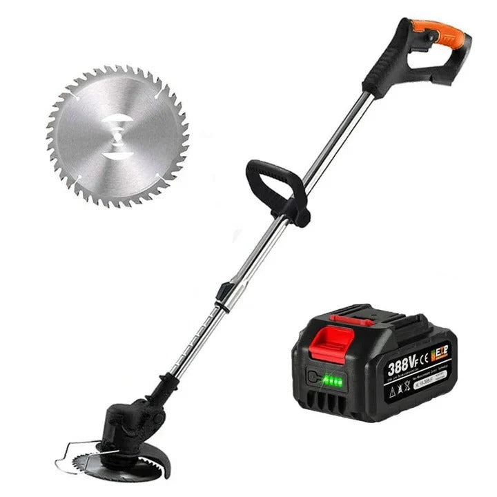 Electric Cordless Grass Trimmer with Adjustable Handle and Blades