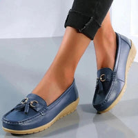 Leather Loafers with Insole Curve Design for Women