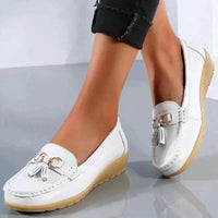 Leather Loafers with Insole Curve Design for Women