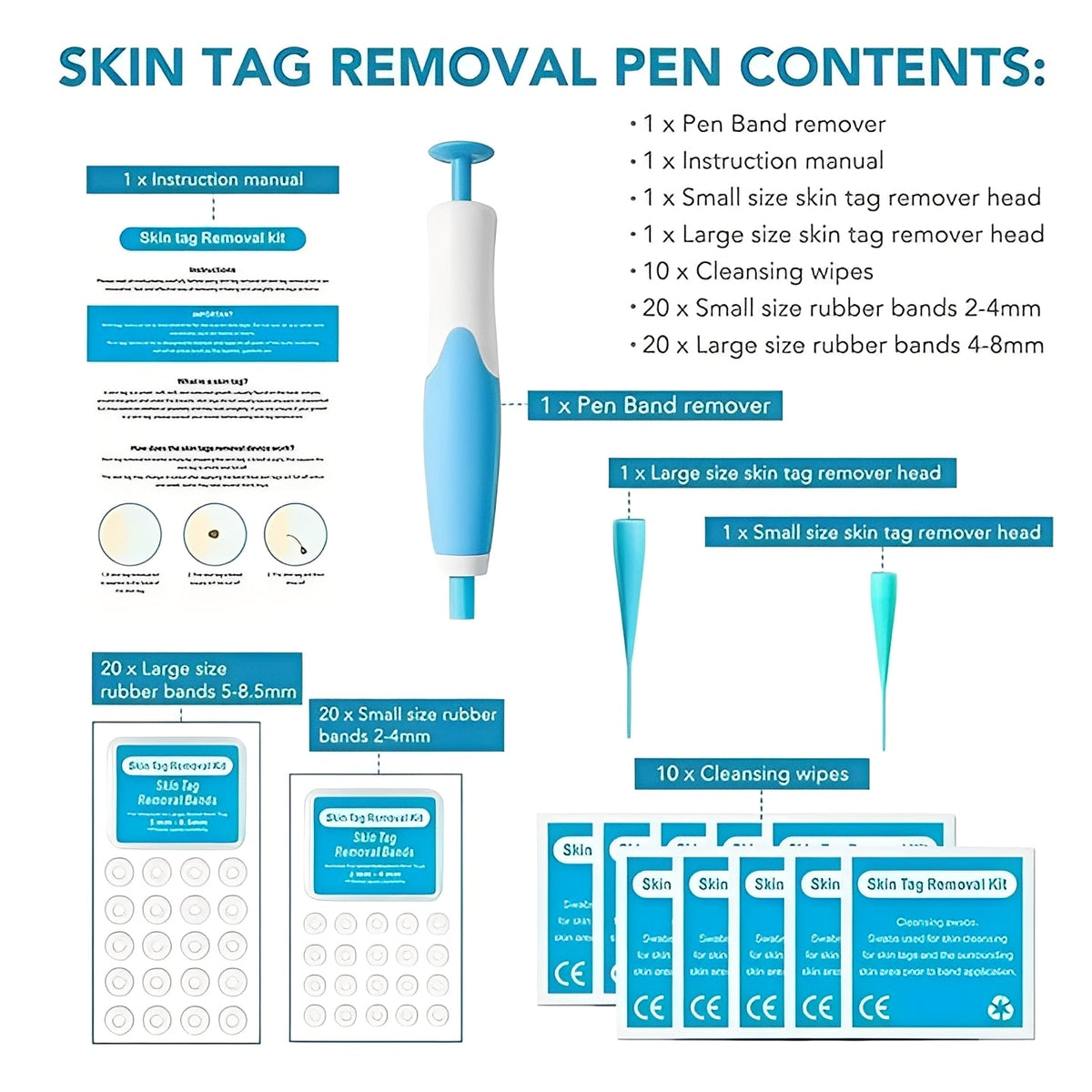 Skin Tag Banding Tool Kit with Applicator and Bands