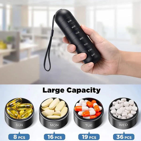 Travel Aluminum Pill Case with 7 Compartments