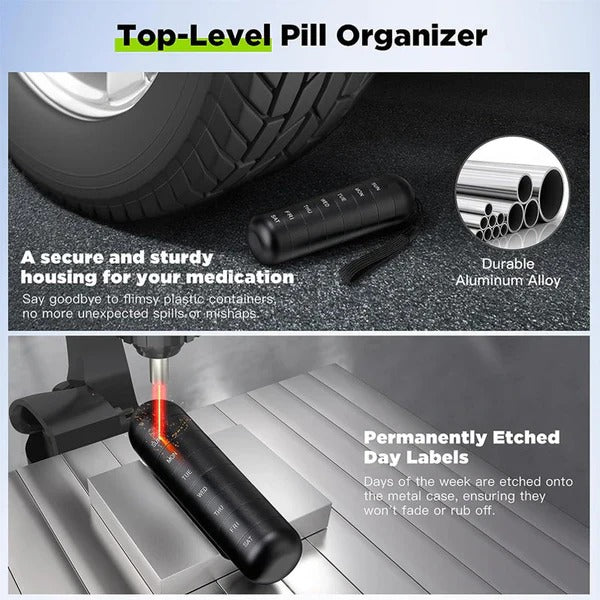 Travel Aluminum Pill Case with 7 Compartments