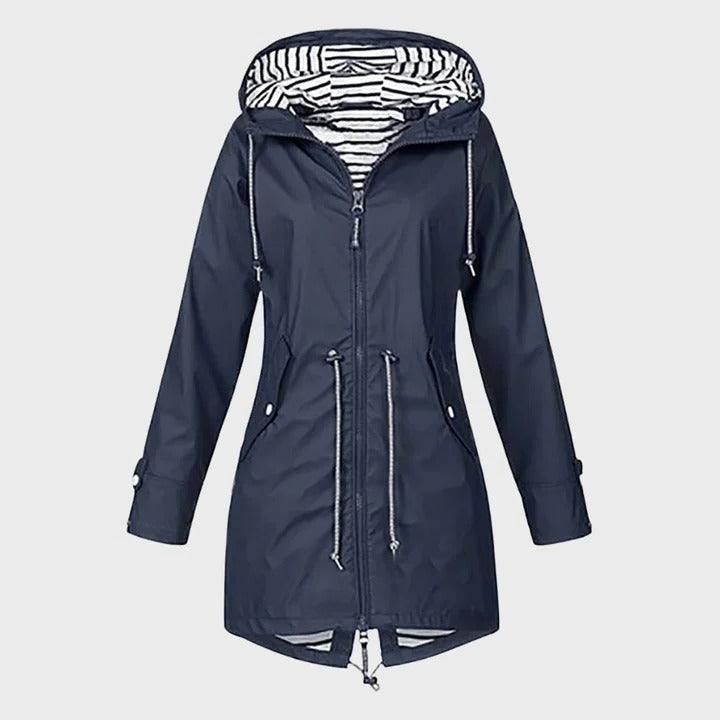 Rain Jacket with Adjustable Hood for Women