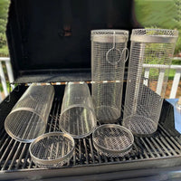 Stainless Steel Rolling Grill Basket with 360 Degree Rotation