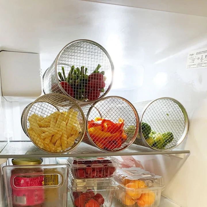 Stainless Steel Rolling Grill Basket with 360 Degree Rotation