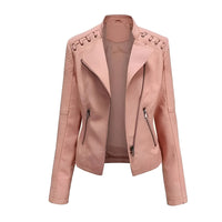 Womens Leather Jacket with Front Zipper