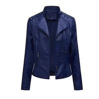 Womens Leather Jacket with Front Zipper