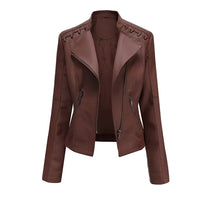 Womens Leather Jacket with Front Zipper