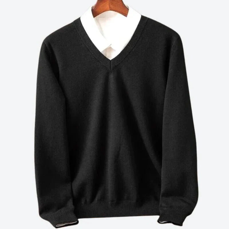 Cashmere Sweater with V-Neck Pullover Style for Men