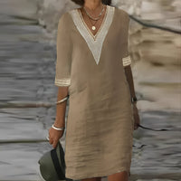 Womens Linen Summer Dress with Solid Color Design
