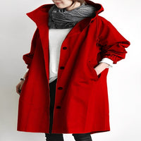 Long Trench Coat with Hood for Women