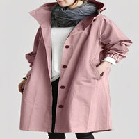 Long Trench Coat with Hood for Women