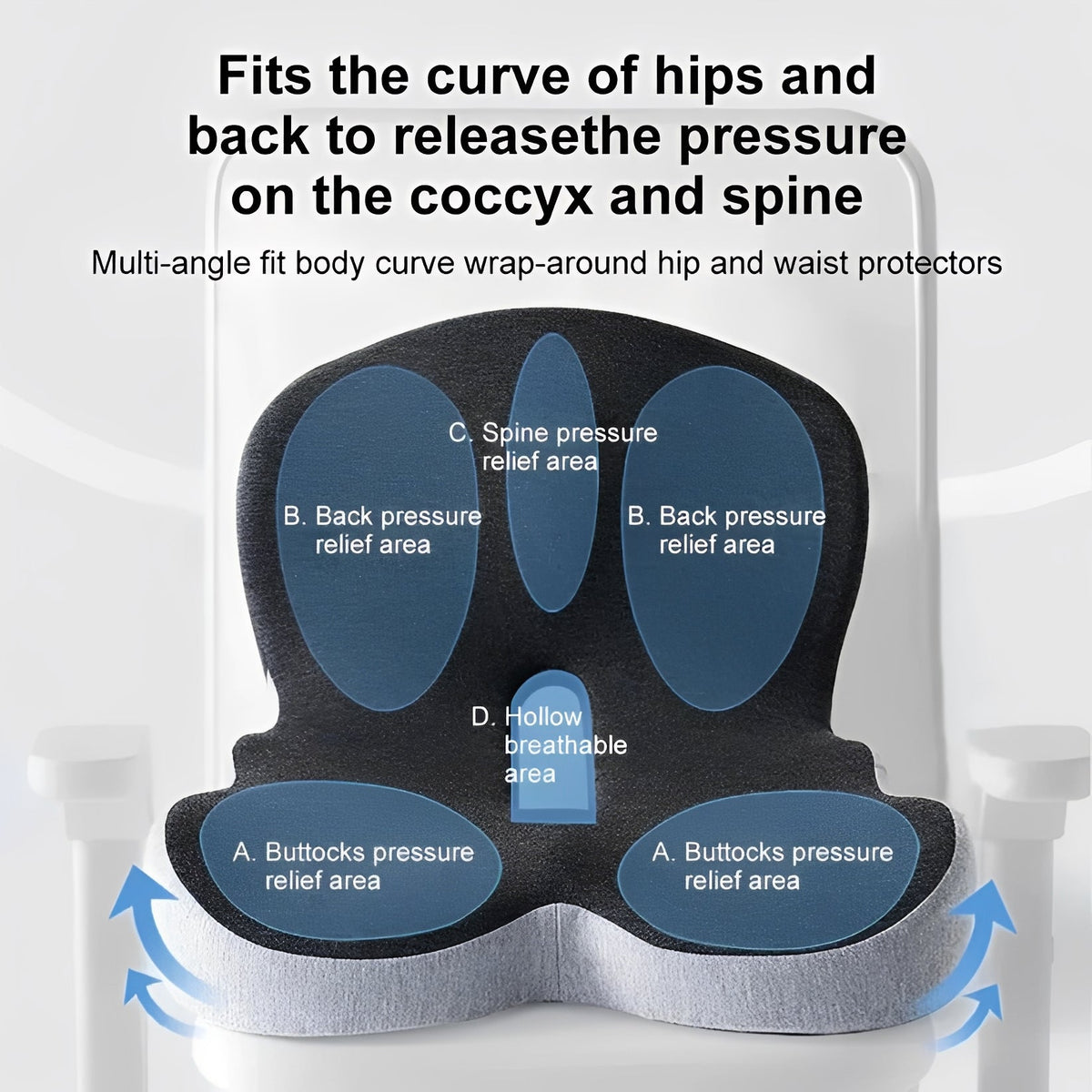 Memory Foam Seat Cushion with Lumbar Support Design