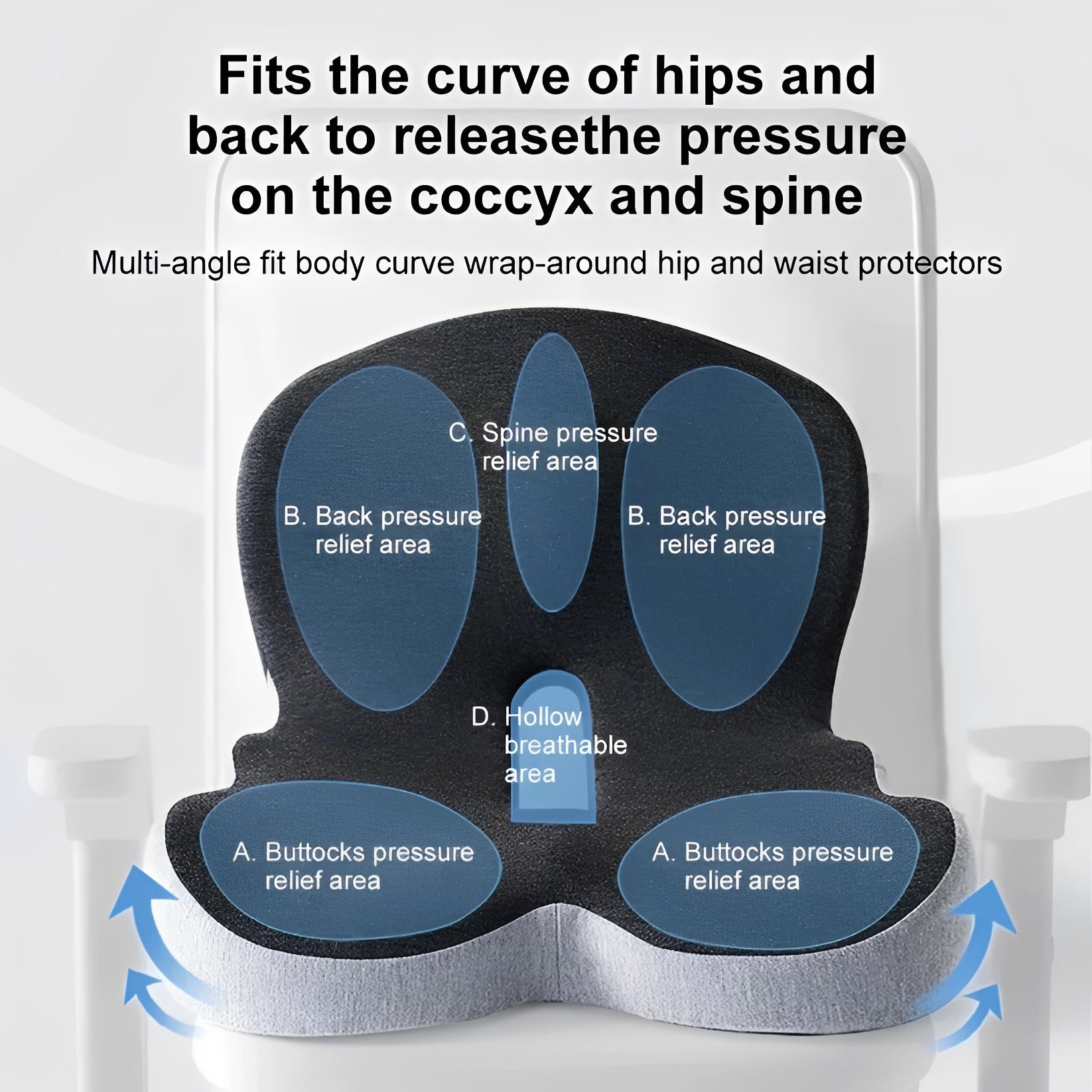 Memory Foam Seat Cushion with Lumbar Support Design