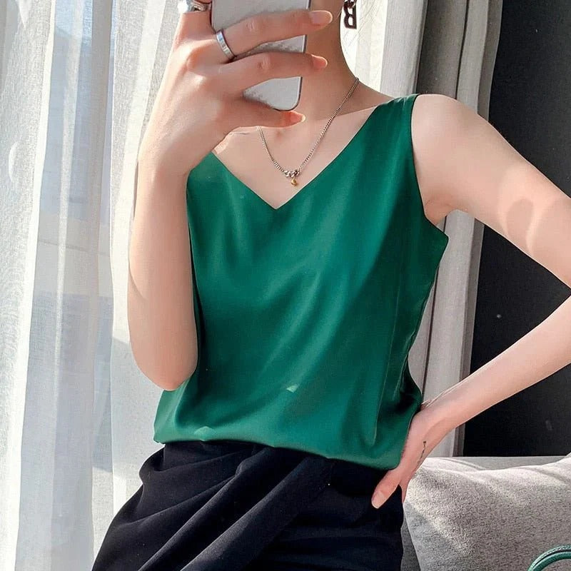 Plain Sleeveless Tank Top for Layering for Women