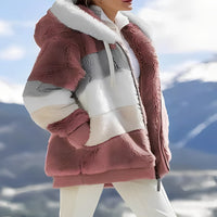 Faux Fur Insulated Coat with Adjustable Hood for Women