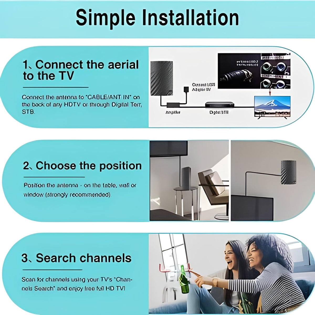 Digital Television Antenna with VHF and UHF Support